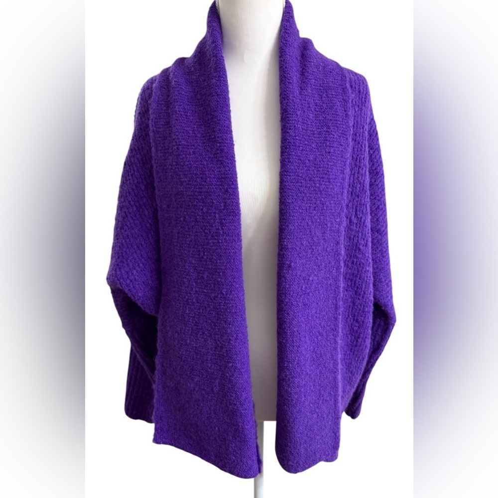 NWT BABY ALPACA CARDIGAN PURPLE OPEN FRONT SHAWL COLLAR Made in Peru S/M LUXARY - Picture 5 of 15